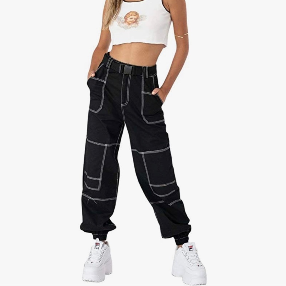 Black parachute Pants - adika.